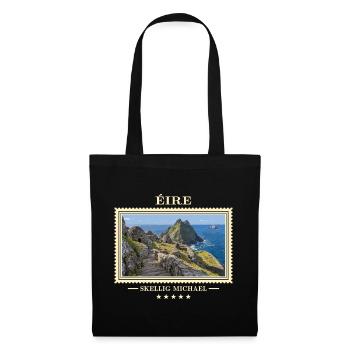 Irland Skellig Michael Vintage Reisemarke - Stoffbeutel - Schwarz - Vorne