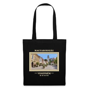 Ungarn Veszprém Vintage Reisemarke - Stoffbeutel - Schwarz - Vorne