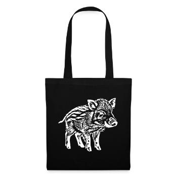 Wildschwein Frischlinge Geschenk  - Stoffbeutel - Schwarz - Vorne