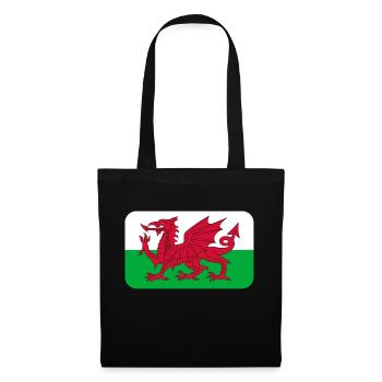 WALES FLAG round corner 400 dpi - Stoffbeutel - Schwarz - Vorne