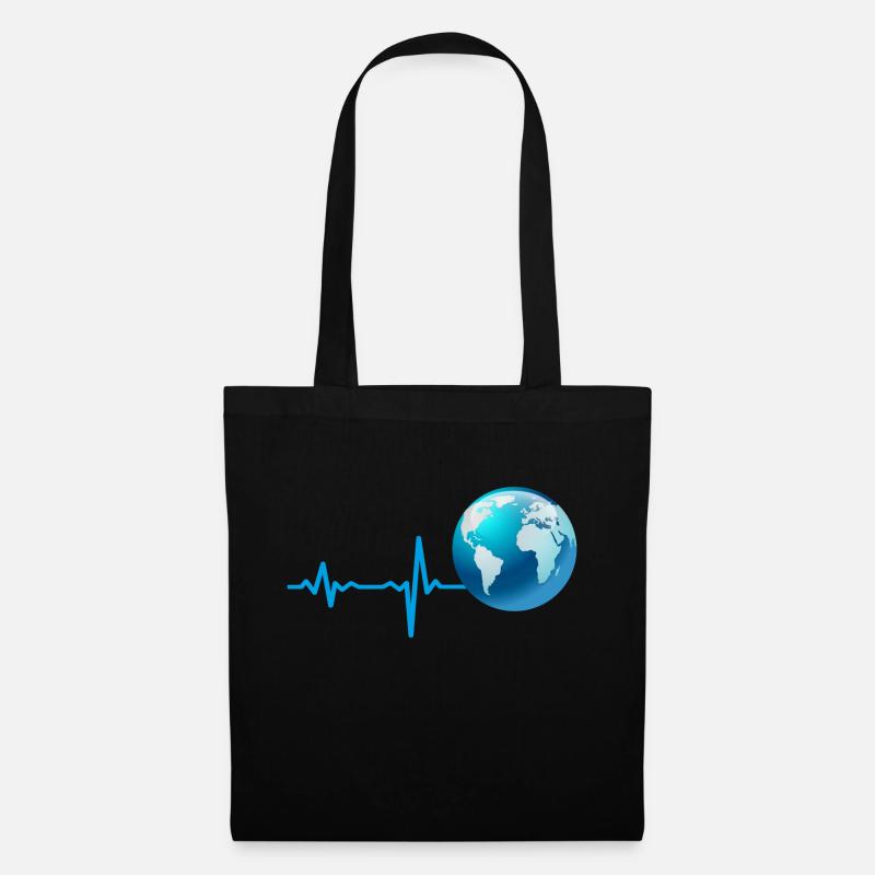 Geschenk Heartbeat Erde Welt Planet - Stoffbeutel - Schwarz