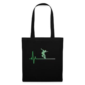 Cadeau ECG de planche à roulettes de patineur de battement de coeur - Sac en tissu - noir - Devant