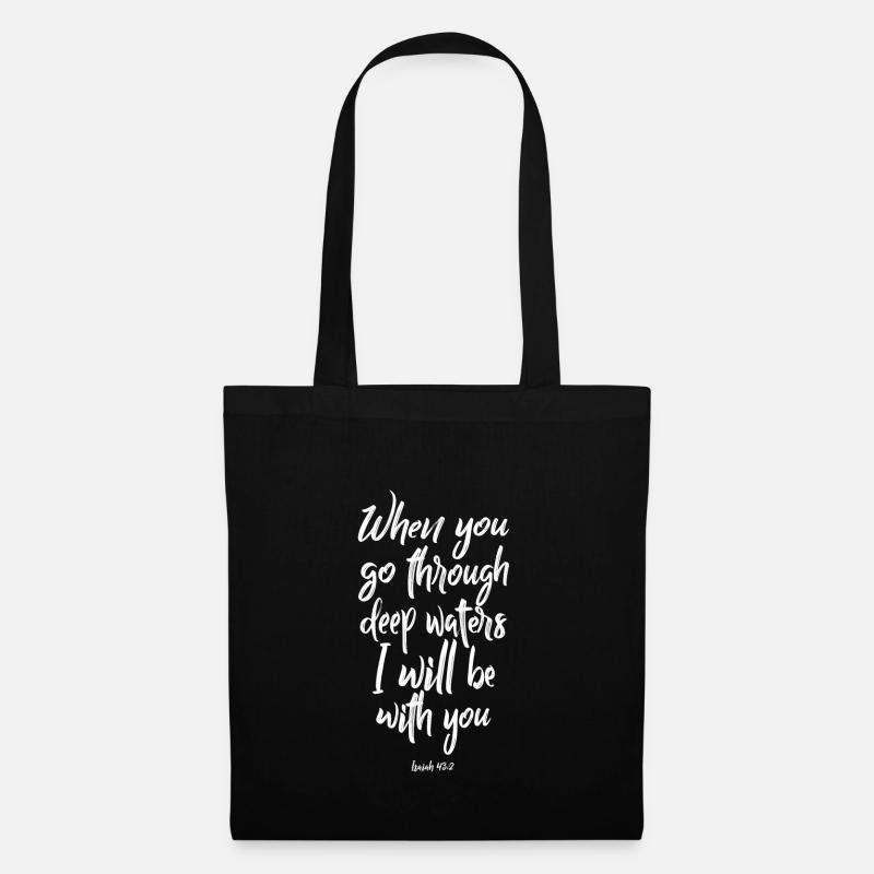 When you go through deep waters shirt white - Tote Bag - black
