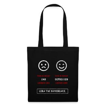 Depression - Sad vs. Depressed - Stoffbeutel - Schwarz - Vorne