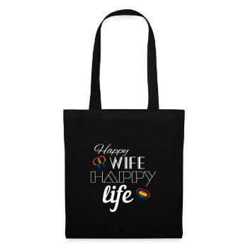 Happy Wife Happy Life LGBT Lesbian Gay Pride - Sac en tissu - noir - Devant