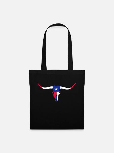 texas longhorn skull / Rinderschädel (3c) - Stoffbeutel - Schwarz