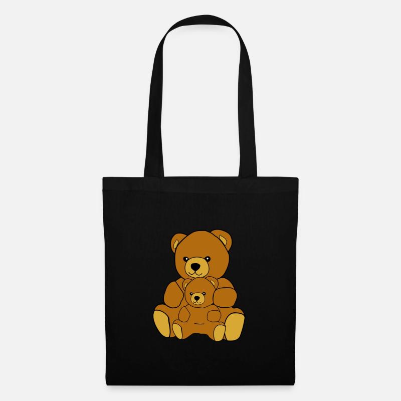 Teddy-Bär mit Kind - Stoffbeutel - Schwarz