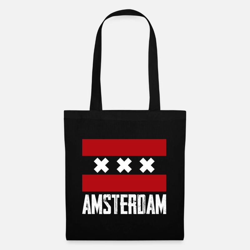 Amsterdam X Gestreiftes Emblem - Stoffbeutel - Schwarz