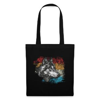 loup - Sac en tissu - noir - Devant