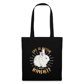 Lapin animaux mignons - Sac en tissu - noir - Devant