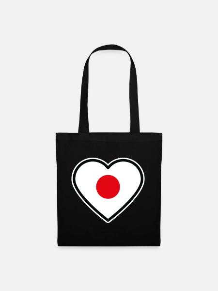 japan flagge herz - Stoffbeutel - Schwarz