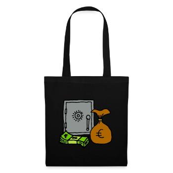 Coffre avec billets et sac d'argent de la richesse - Sac en tissu - noir - Devant