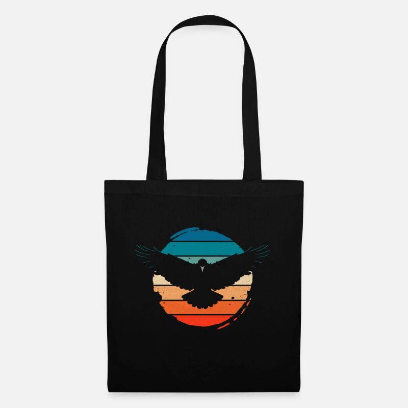 Krähe Rabe Vogel Vintage Retro Design - Stoffbeutel - Schwarz