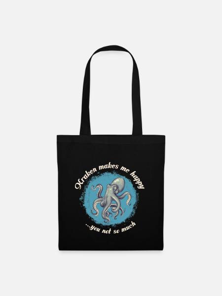 Krake - Stoffbeutel - Schwarz