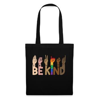 Be Kind LGBT Regenbogen - Stoffbeutel - Schwarz - Vorne
