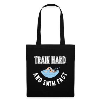 Train Hard and Swim presque natation nageur Sport - Sac en tissu - noir - Devant