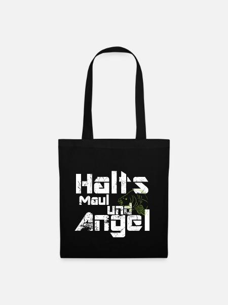 Angler, Karpfen Halts maul und angel - Stoffbeutel - Schwarz