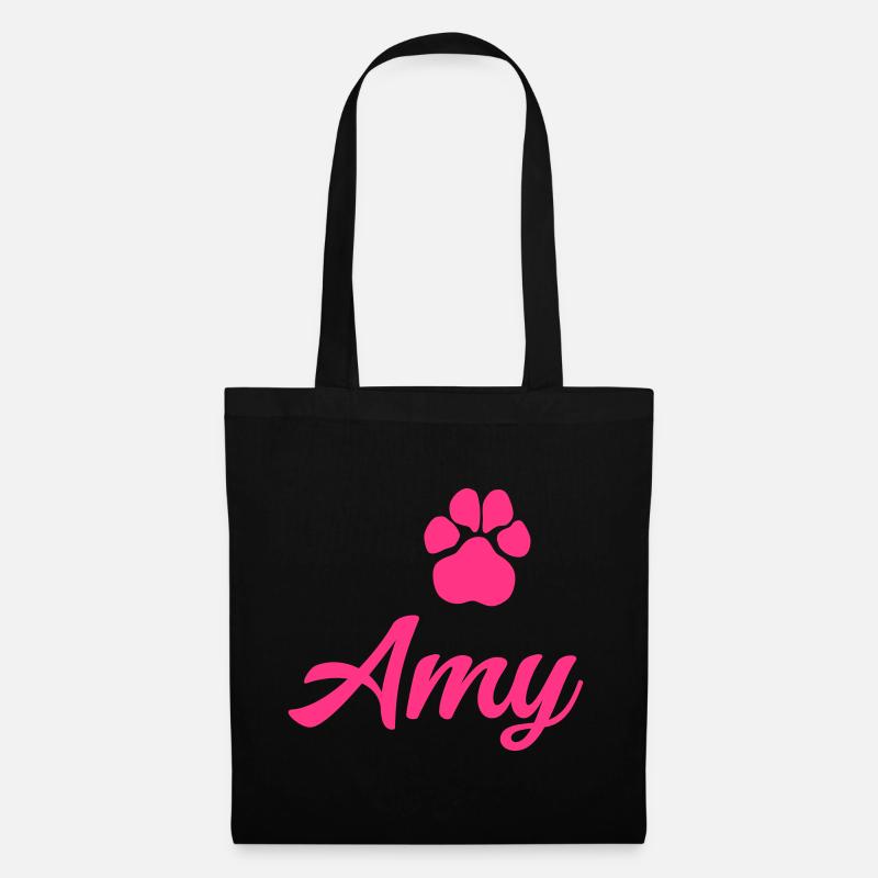 Hundename AMY mit Pfote - Stoffbeutel - Schwarz