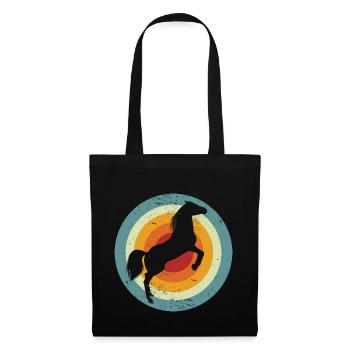 Pferd im Retro Look - Vintage Pferde Silhouette - Stoffbeutel - Schwarz - Vorne