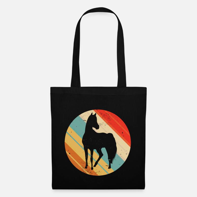 Vintage Pferde Silhouette - Pferd im Retro Look - Stoffbeutel - Schwarz