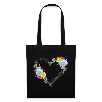Un cœur au ressort fait de formes géométriques - Sac en tissu - noir - Devant