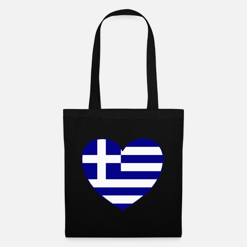Griechenland Flagge Herz Hellas - Stoffbeutel - Schwarz