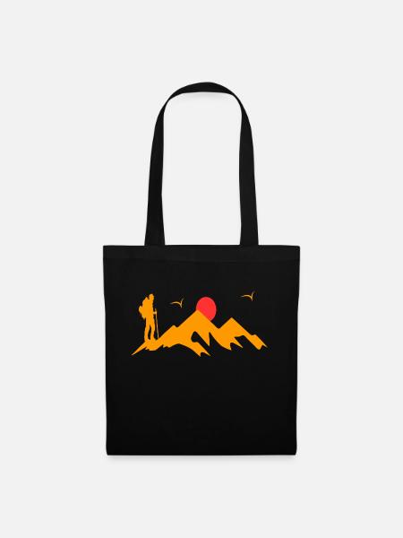 wandern motiv Berg Geschenk Geschenkidee - Stoffbeutel - Schwarz