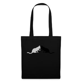 2 jolies silhouettes de chats - Sac en tissu - noir - Devant