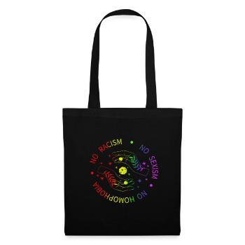 Symbole du pentagramme de la lune des mains magiques - Pas de racisme - Sac en tissu - noir - Devant