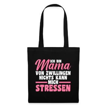 Mutter Zwillinge Zwillings Mama - Stoffbeutel - Schwarz - Vorne