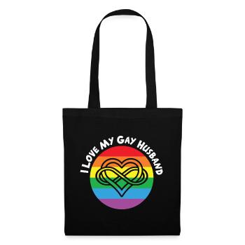 LBGT Flag Gay Pride Human J’aime mon mari gay - Sac en tissu - noir - Devant