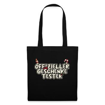 Weihnachten Offizieller Geschenketester - Stoffbeutel - Schwarz - Vorne