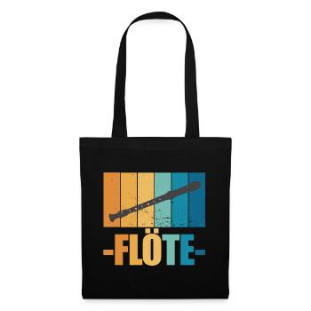 Flöte Vintage Musiker Instrument Geschenk - Stoffbeutel - Schwarz - Vorne
