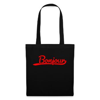 bonjour - französisches Tshirt - Stoffbeutel - Schwarz - Vorne