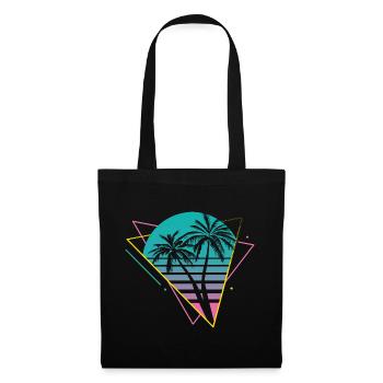 Vaporwave Palmiers Rétro Fête des années 80 - Sac en tissu - noir - Devant
