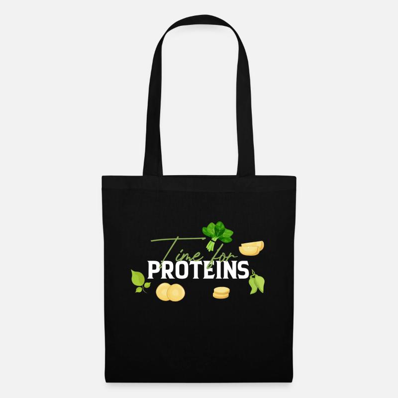 Il est temps pour les protéines - Sac en tissu - noir
