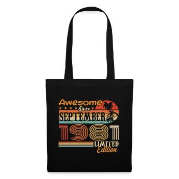 September 1981 - Geburtstag 1981 September - Stoffbeutel - Schwarz - Vorne