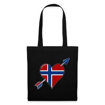 Drapeau de la Norvège coeur amoureux - Sac en tissu - noir - Devant