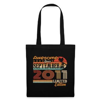 2011 September Vintage Geburtstagsgeschenk 2011 - Stoffbeutel - Schwarz - Vorne