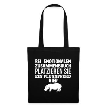 Nilpferd Flusspferd - Stoffbeutel - Schwarz - Vorne