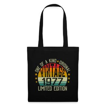 Jahrgang Jahrgang 1977 Retro Geburtstagsgeschenk 1977 - Stoffbeutel - Schwarz - Vorne