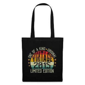 Jahrgang Jahrgang 2015 Retro Geburtstagsgeschenk 2015 - Stoffbeutel - Schwarz - Vorne