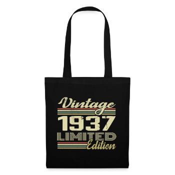 Geburtstag 87 Jahre Jahrgang 1937 Geschenk 1937 - Stoffbeutel - Schwarz - Vorne