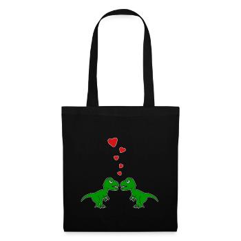 Tyrannosaurus TRex Liebespaar Liebe - Stoffbeutel - Schwarz - Vorne