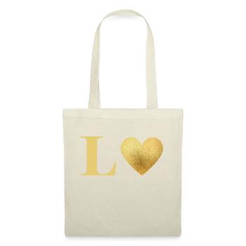 Buchstabe l Goldenes Herz - Stoffbeutel - Natur - Vorne
