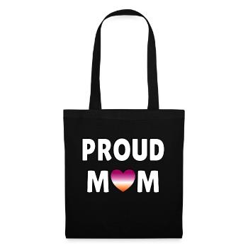 Proud mom lesbian flag heart - Tote Bag - black - Front