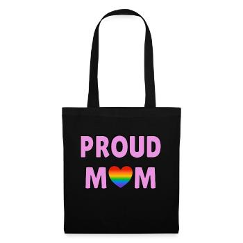 Stolze Mama Regenbogenherz Stolze Eltern LGBTQ-Familie - Stoffbeutel - Schwarz - Vorne