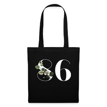 Number 86 Floral Green - 86th Floral Birthday - Tote Bag - black - Front
