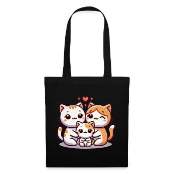 Aimant Chat Famille Mère Et Père Avec Un Enfant - Sac en tissu - noir - Devant