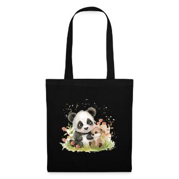Cute Panda And Dog Friends - Stoffbeutel - Schwarz - Vorne